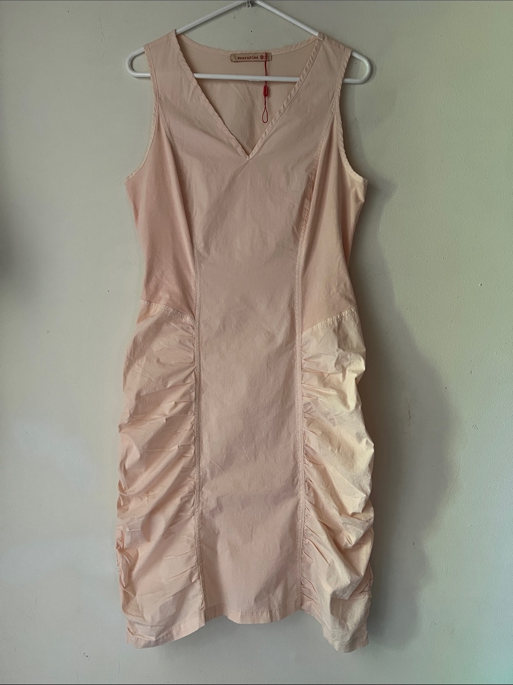XCVI Wearables Sleeveless V-Neck Ruched Side Midi Dress in Pale Pink Sz XL